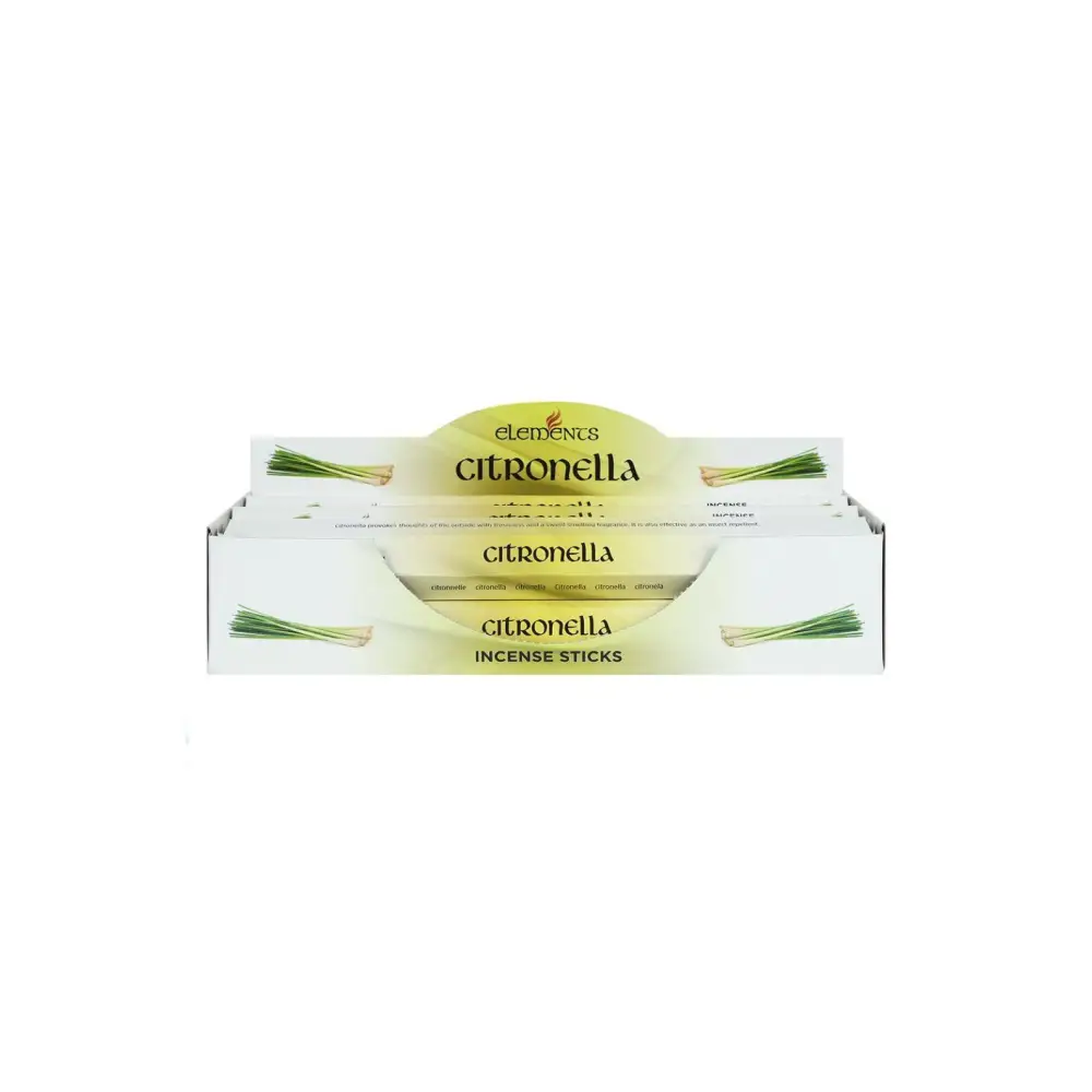 Elements Citronella Räucherstäbchen Box weiß-grün mit Lemongras