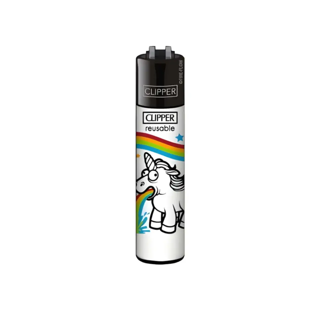 Clipper Feuerzeug Vomit Unicorn mit Regenbogen-Einhorn und Sprühnebel