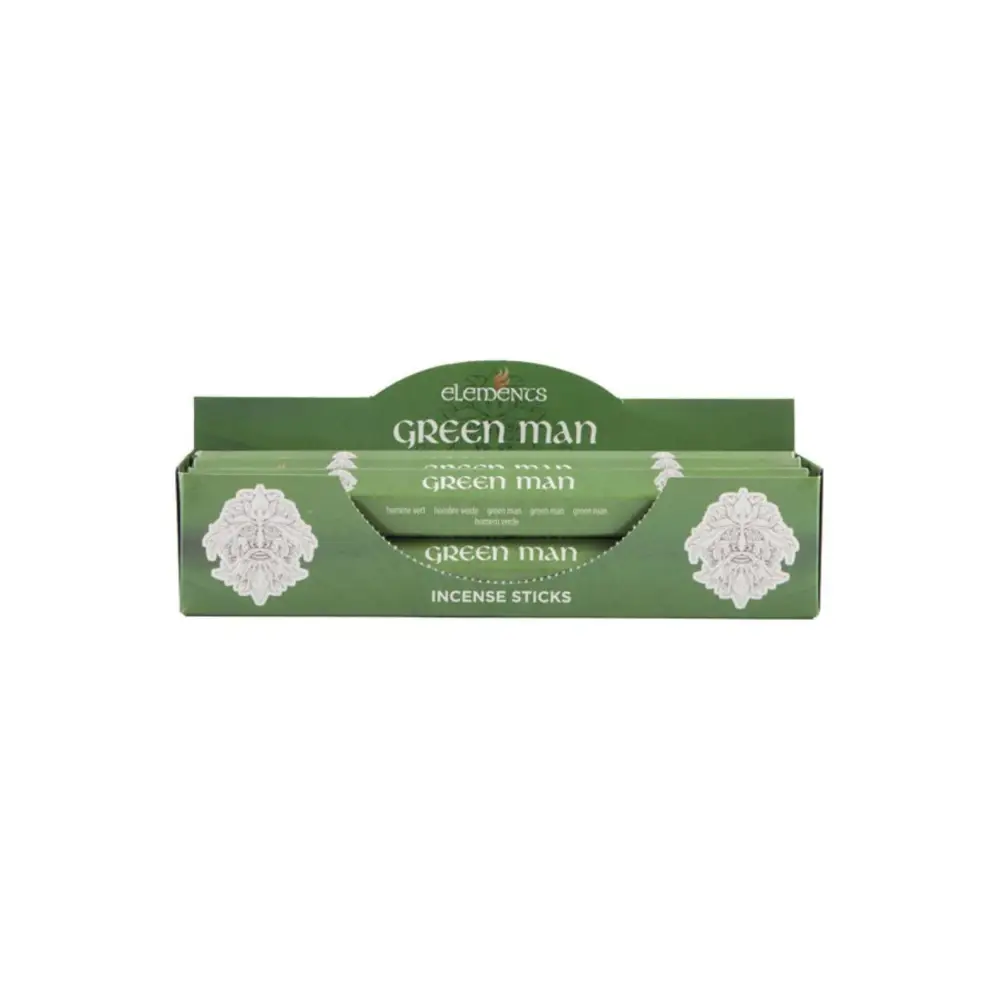 Grüne Green Man Elements Räucherstäbchen in grüner Box mit Ornamenten
