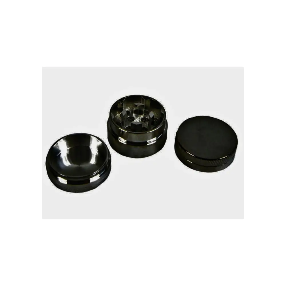 Schwarzer Mini-Grinder schwarz mit Mattfinish und Rillen, Headshop