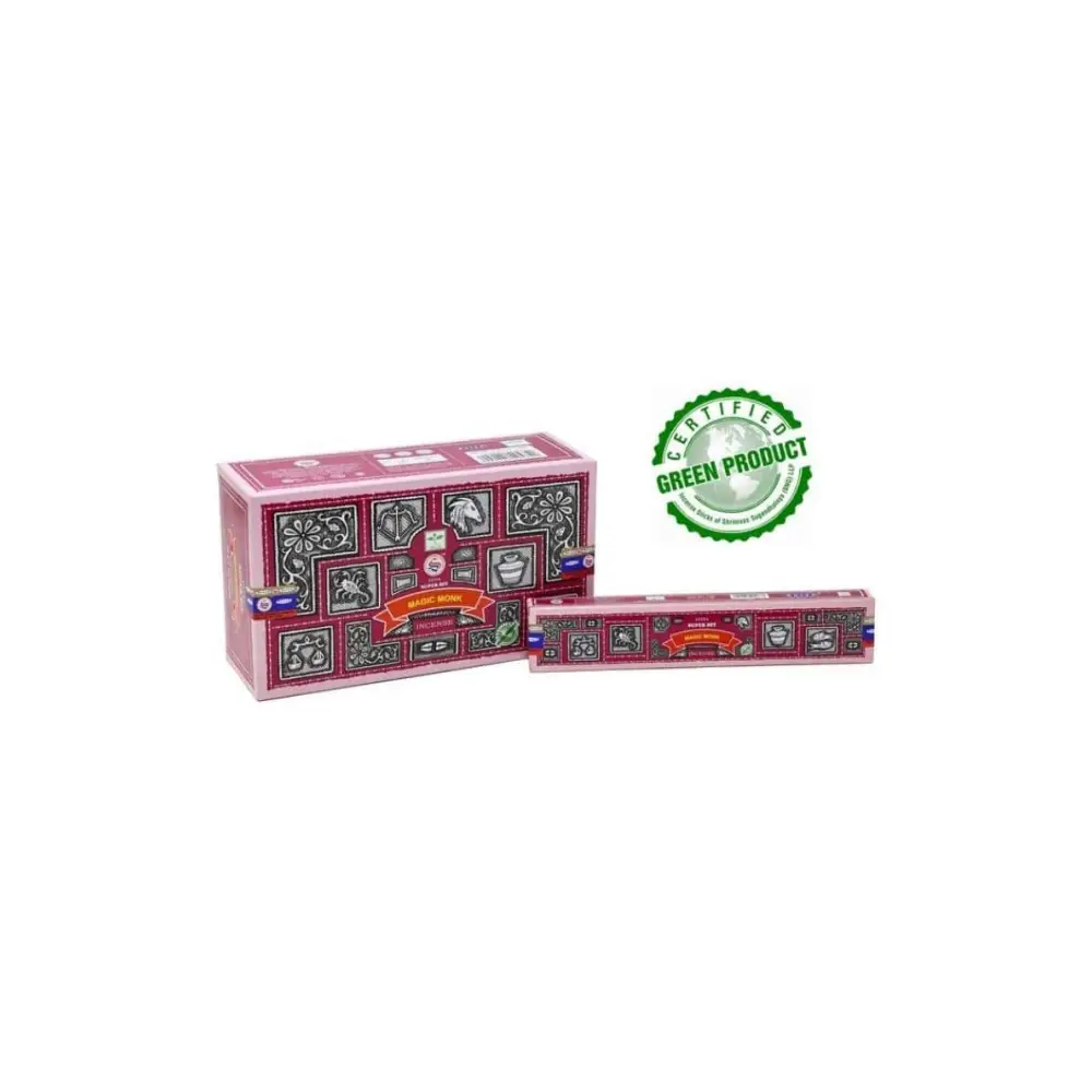 Magic Monk Satya Räucherstäbchen: pinke Box mit Magic Box Banner