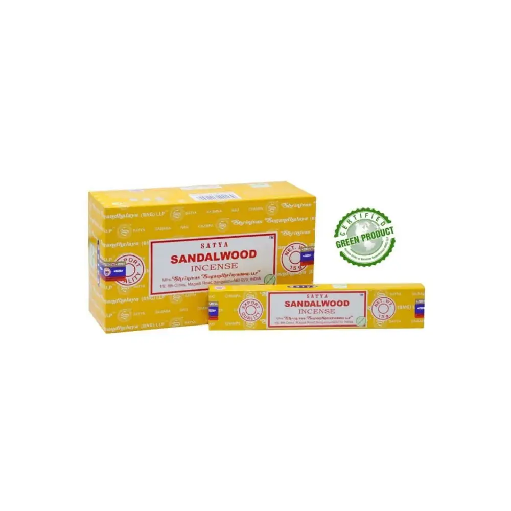 Gelbe Satya Sandelholz Räucherstäbchen Schachtel für bewusste Auszeiten