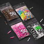 Vier Gizmo 50 Aktivkohlefilter in bunten Designs – Aktivkohlefilter Guide