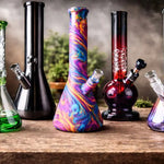 Bunter Regenbogen-Perkolator Bong mit schlankem Design und Quarzakzenten