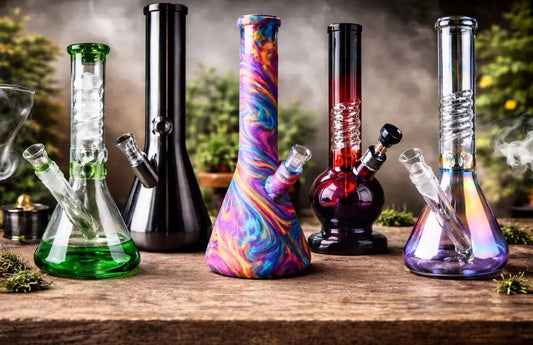 Bunter Regenbogen-Perkolator Bong mit schlankem Design und Quarzakzenten