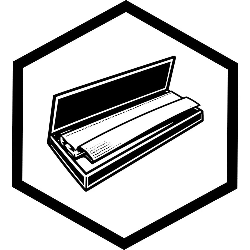 Schwarz-weiß-Illustration offener hochwertiger Longpapers-Verpackung