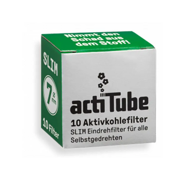 Actitube 10er Pack Slim 7mm Aktivkohlefilter grün-weiß Headshop