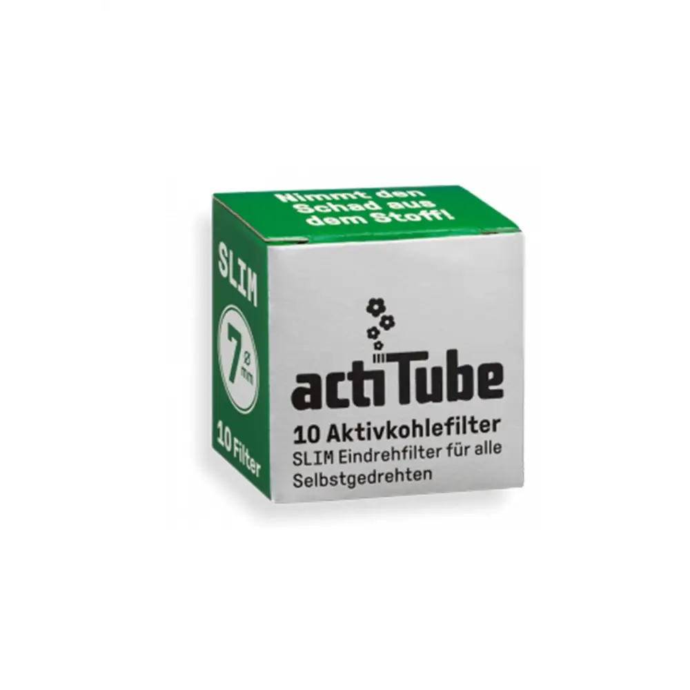 Actitube Slim 7mm Aktivkohlefilter grün-weiß, Headshop 10er-Pack
