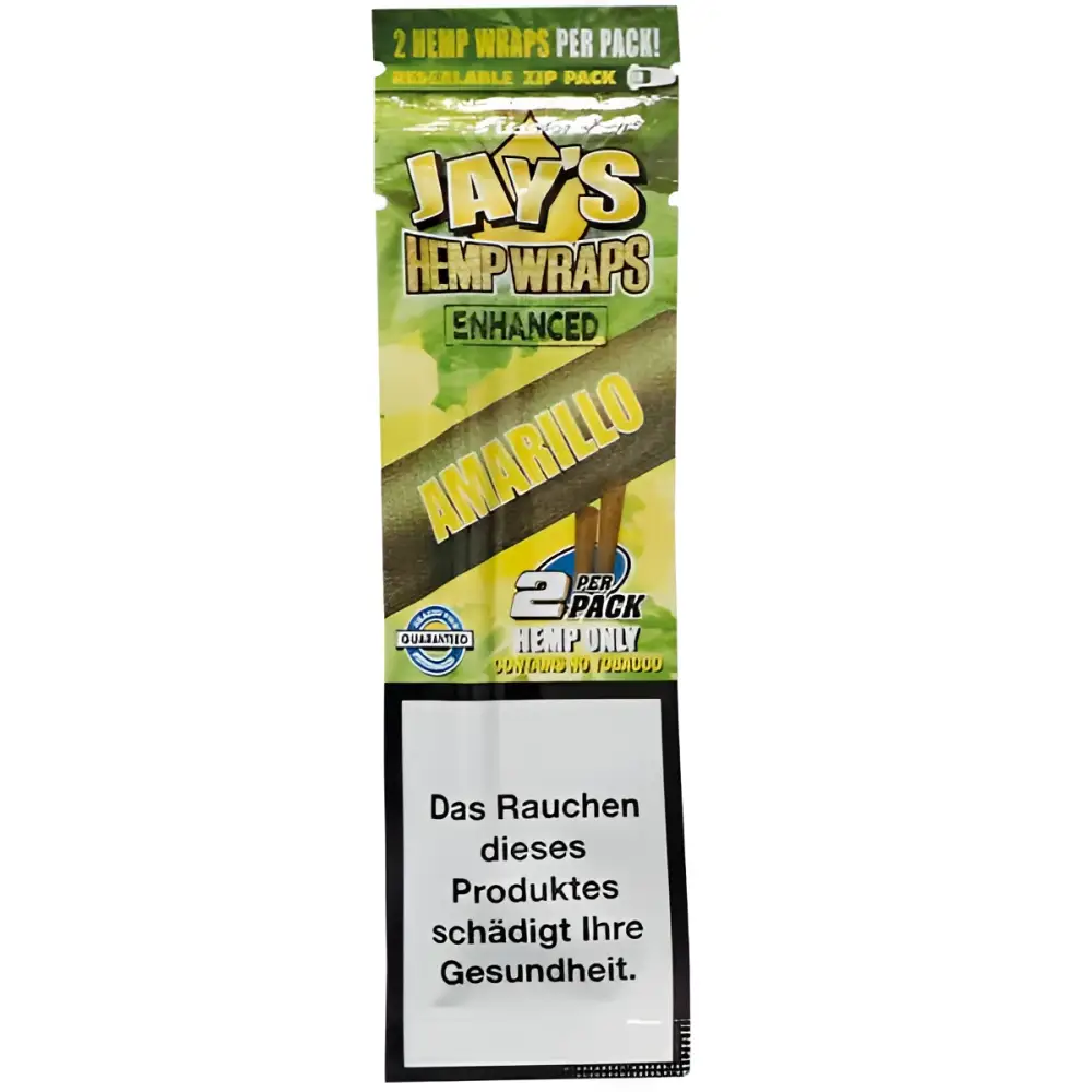 Jays Blunts Amarillo Hemp Wraps in grün-gelbem Zip-Beutel