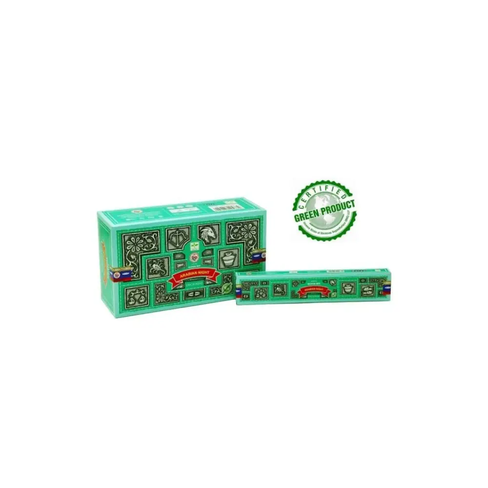 Arabian Night Satya Räucherstäbchen: türkisgrüner Karton mit Mustern