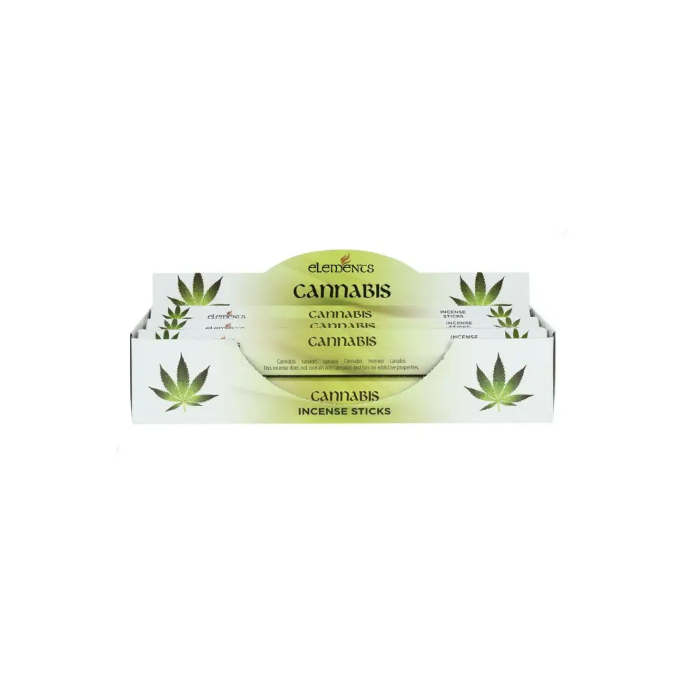 Weiß-grünes Cannabis Elements Räucherstäbchen-Box, King Size Slim Papers