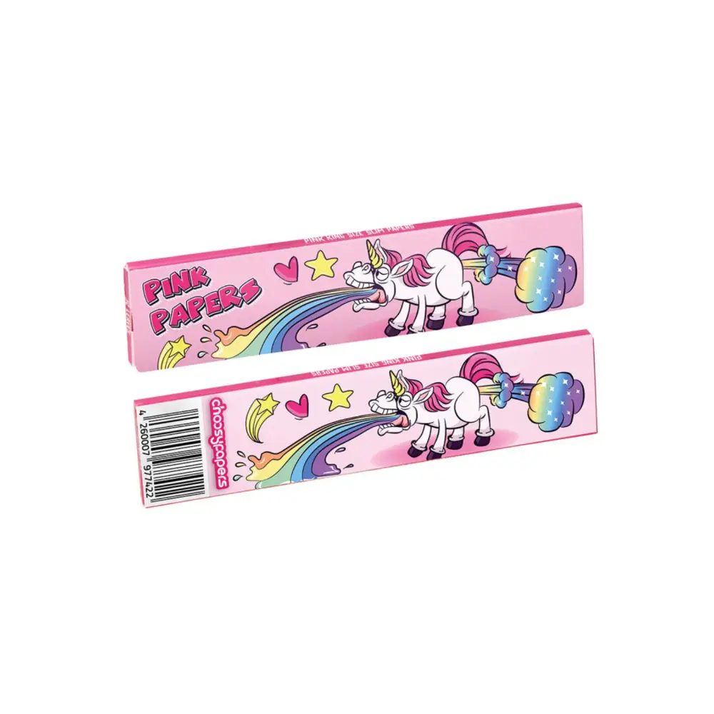 Choosypapers King Size Slim Puking Unicorn Papierzubehör mit pinkem Einhorn-Design