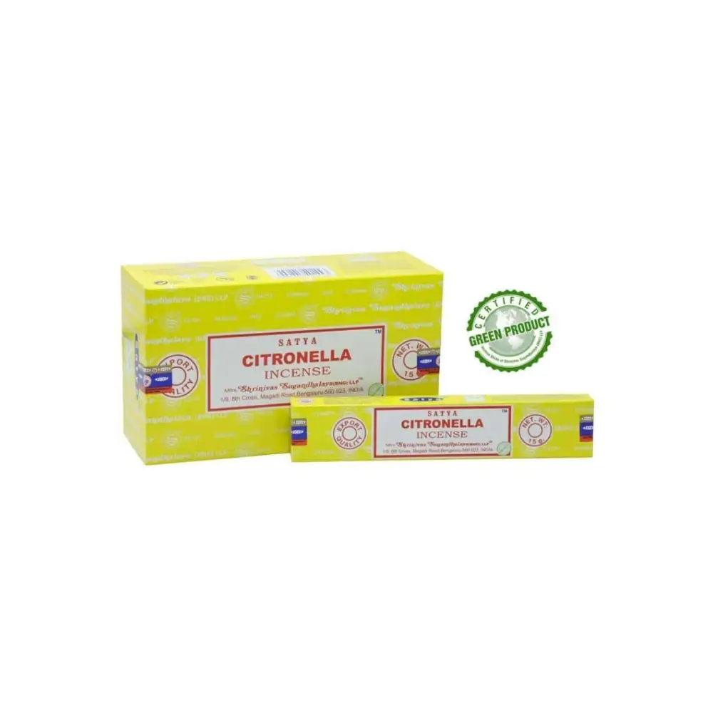 Satya Citronella Räucherstäbchen – gelbe Box mit Siegel, Satya Qualität