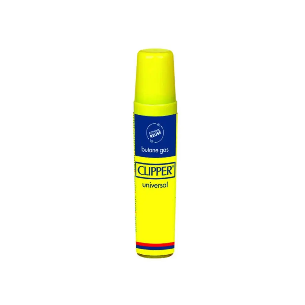 Clipper Butane Gas 16 ml Universal Feuerzeuggas zum Nachfüllen, gelbe Dose