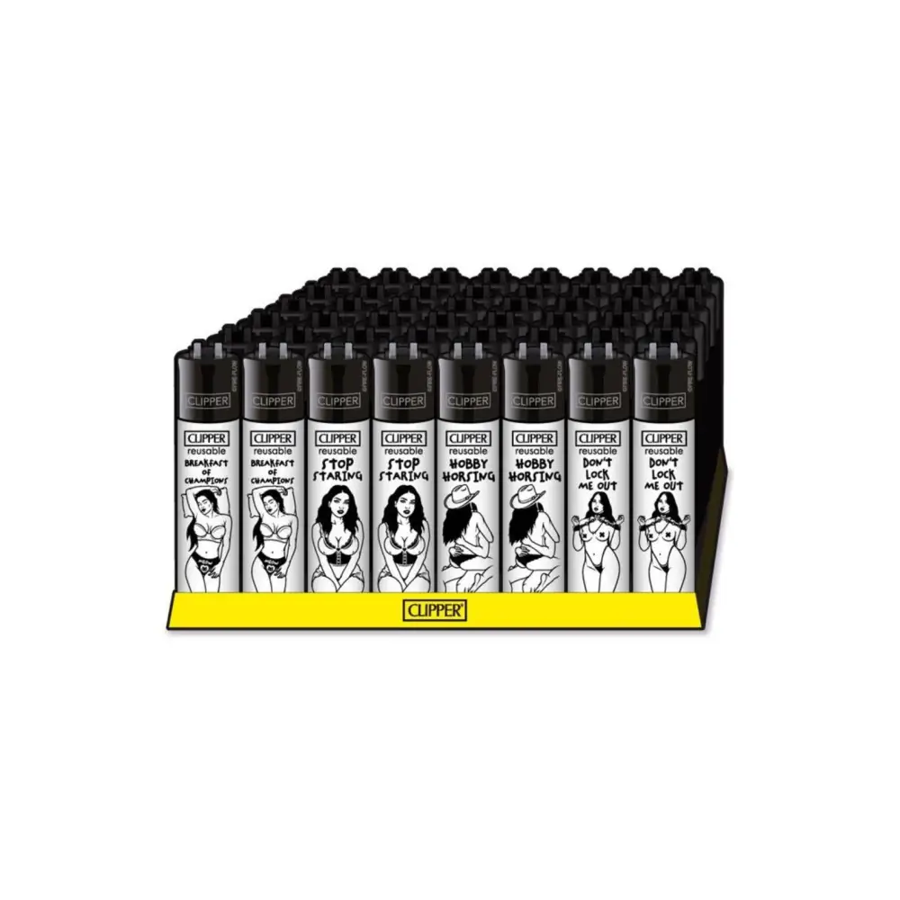 Clipper Feuerzeug „Don’t lock me out“ Schwarz-Weiß mit Frauenmotiven