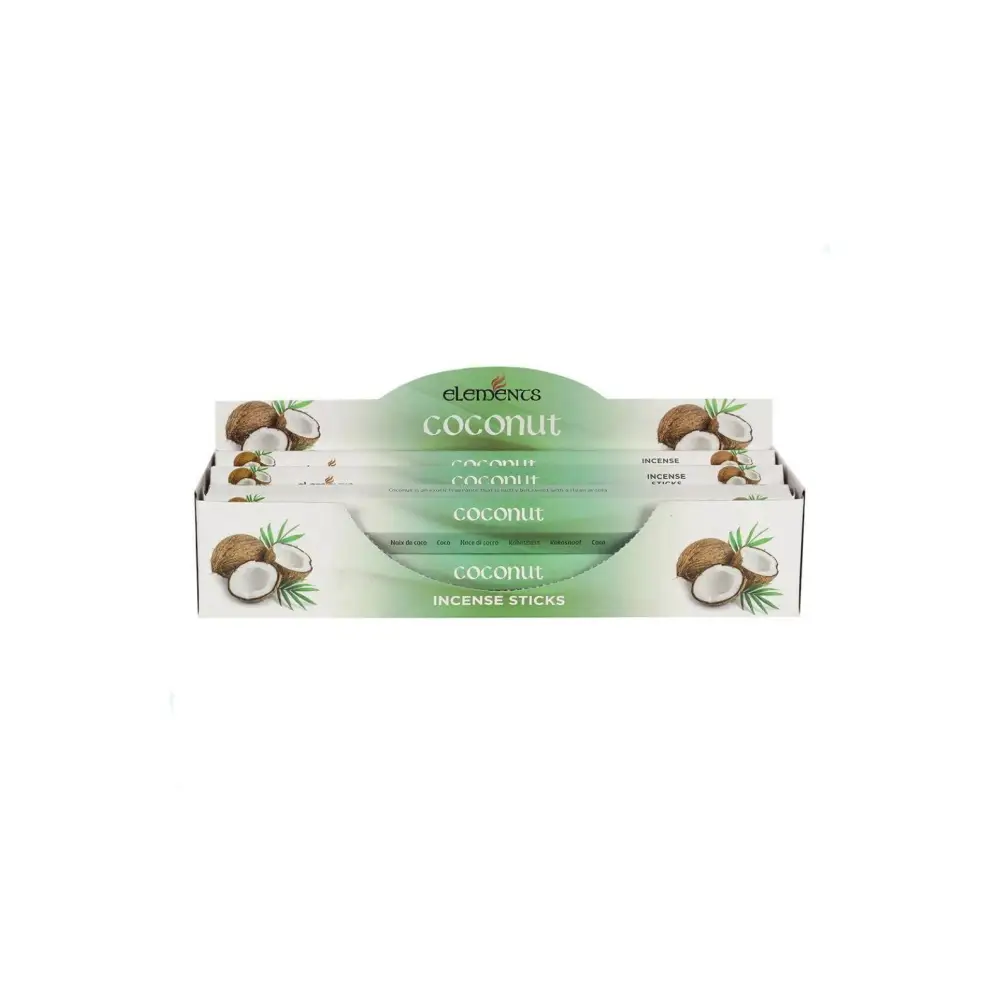 Kokos Räucherstäbchen Elements in weiß-grüner Box