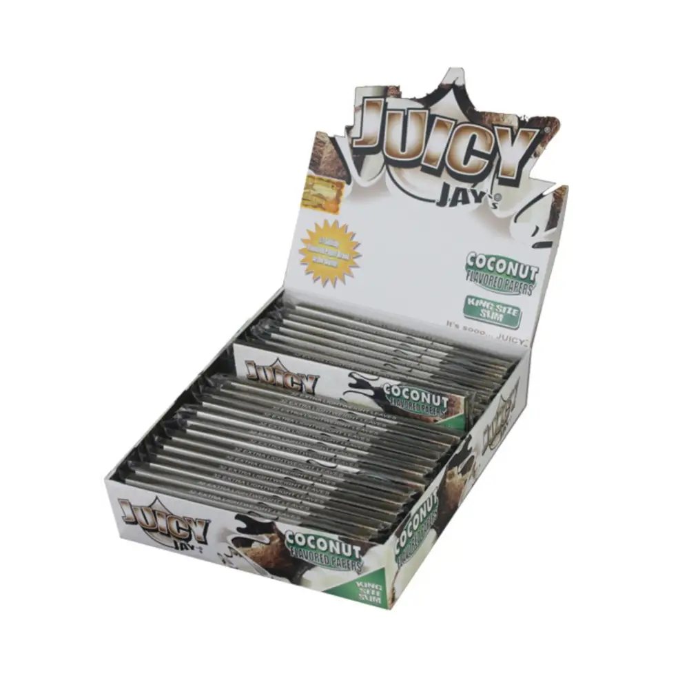 Coconut Juicy Jay’s King Size Slim Papers, weiß-grün, 32 Blatt, Headshop