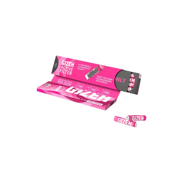 Gizeh Pink King Slim Rolling Papers mit Active Filter, pinke Hülle