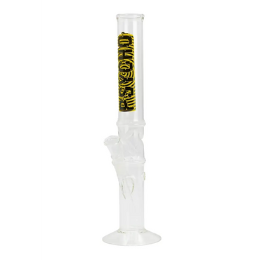 Glasbong Psycho Höhe 35 cm mit gelb-schwarzem Logo, Headshop