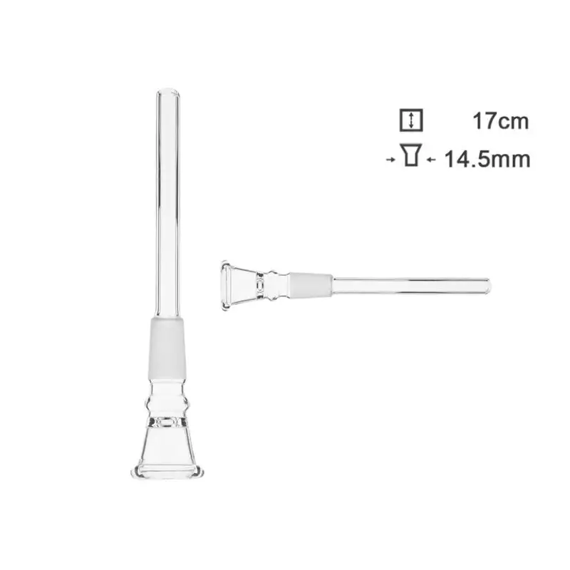 Glaschillum Länge 17 cm Schliff 14,5 mm für Headshop, klares Glas mit Frostbasis