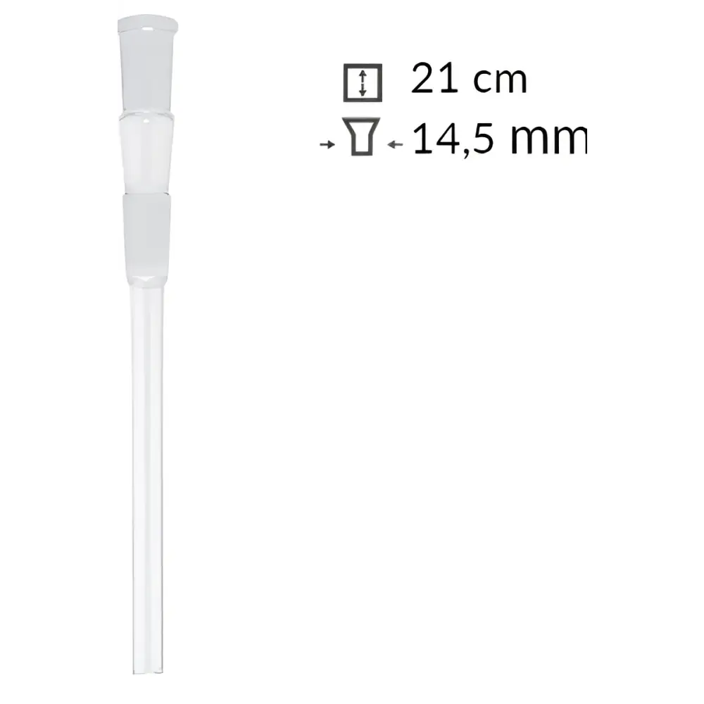 Glaschillum 21 cm Länge 14,5 mm Schliff für Headshop, klares Glasrohr tapered