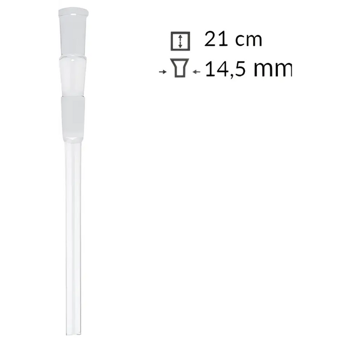 Glaschillum 21 cm Länge 14,5 mm Schliff für Headshop, klares Glasrohr tapered