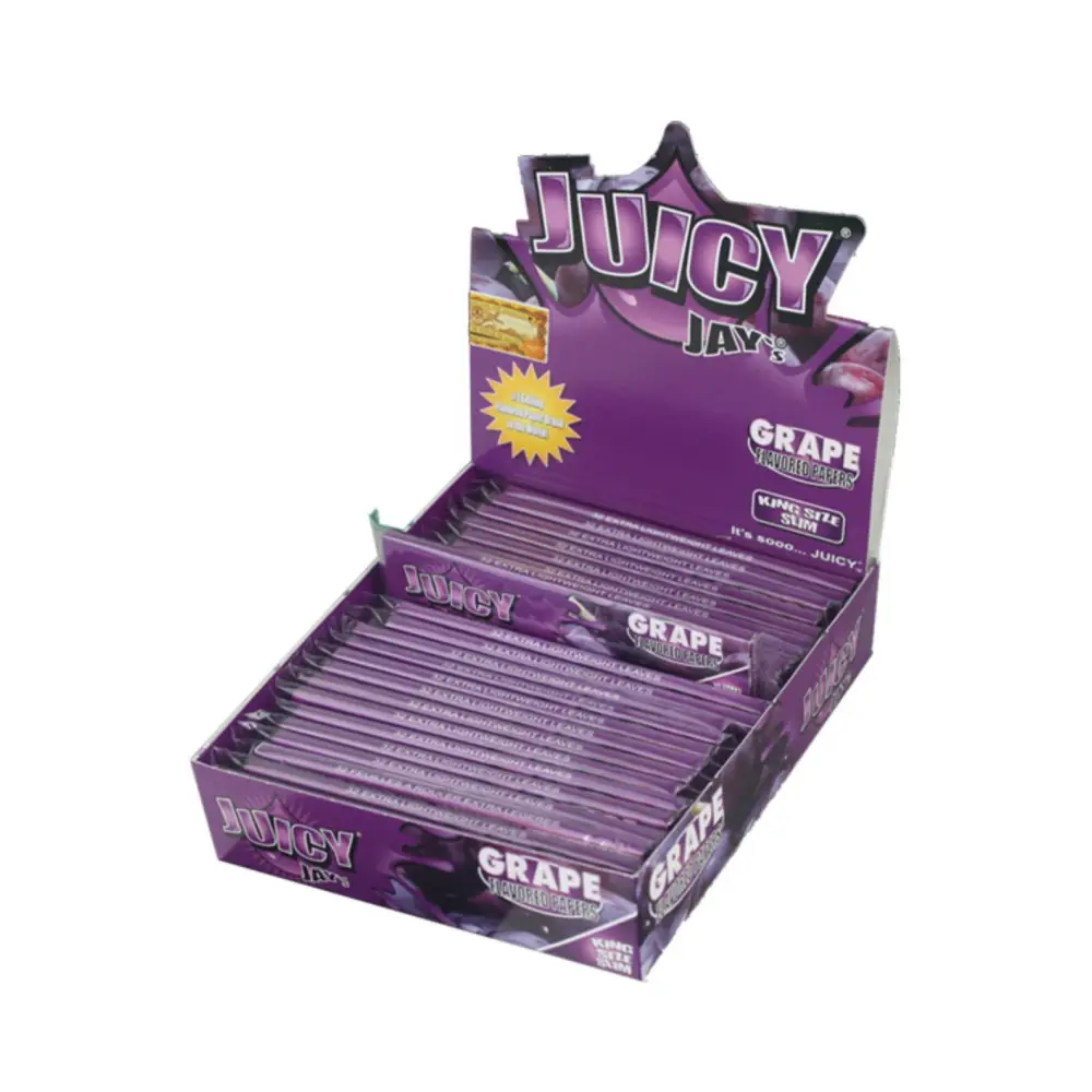 Purple juicy jay’s grape flavored king size Papers 32 Blatt Displaybox headshop