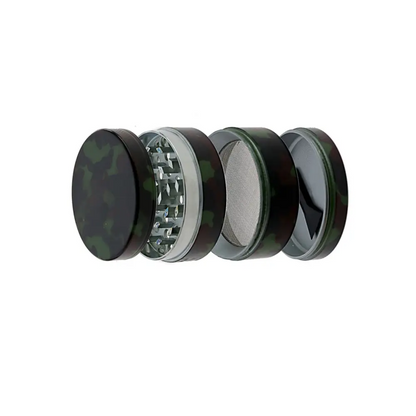 4-tlg Grinder Camouflage Metall mit Camo-Muster und Silber-Innenteilen
