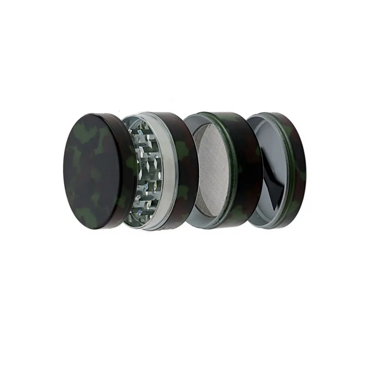 4-tlg Grinder Camouflage Metall mit Camo-Muster und Silber-Innenteilen