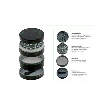 Grinder Camouflage Metall 4-tlg schwarz, Headshop-Grinder
