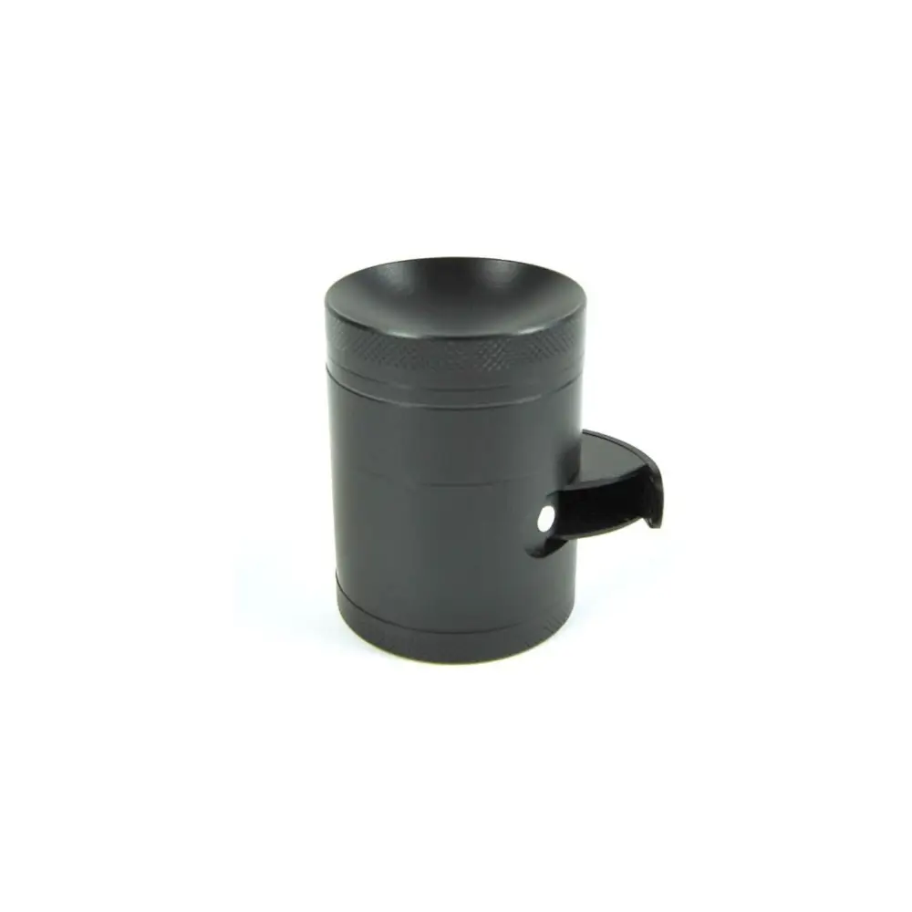 Schwarzer mattierter 4-tlg. Grinder mit Portionierer für Headshop