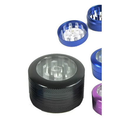 Schwarzer und klarer Grinder Window 2-teilig mit Metalloptik, Headshop