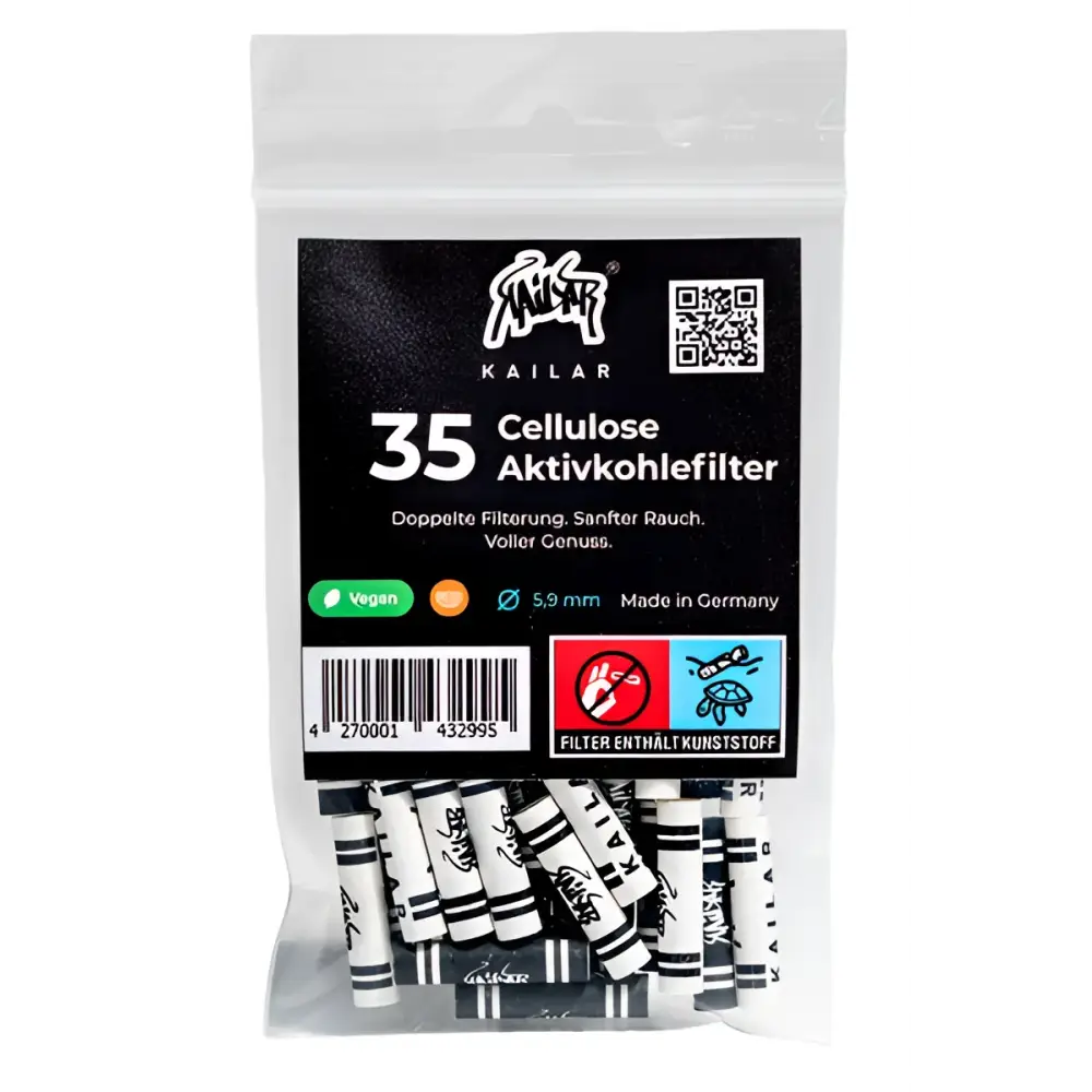Kailar weiß Slim 35er Pack 5,9 mm Aktivfilter schwarz-weiß Headshop