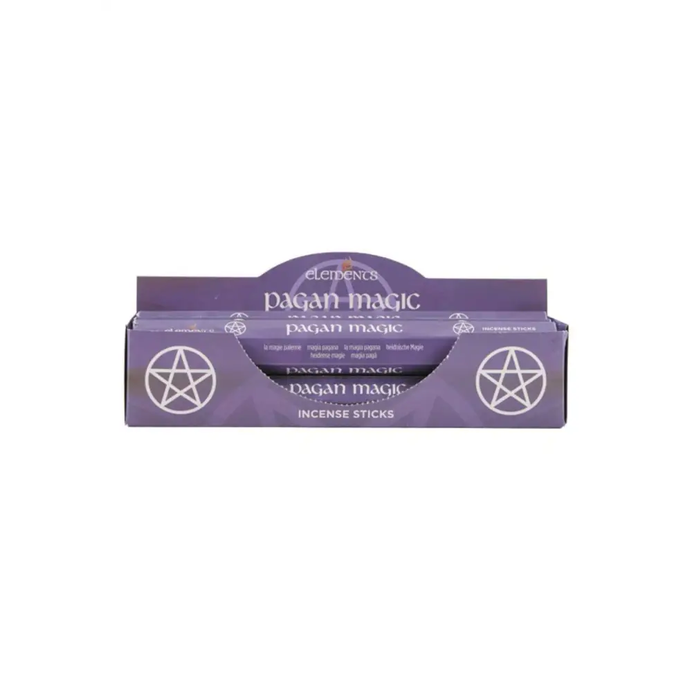 Lila Kartonbox Pagan Magic Elements Räucherstäbchen mit Pentagramm