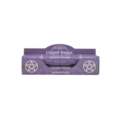 Lila Kartonbox Pagan Magic Elements Räucherstäbchen mit Pentagramm