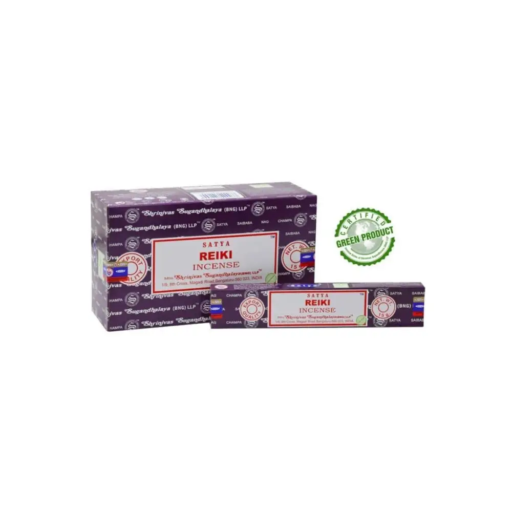 Reiki Satya Räucherstäbchen in lila-weißer Verpackung