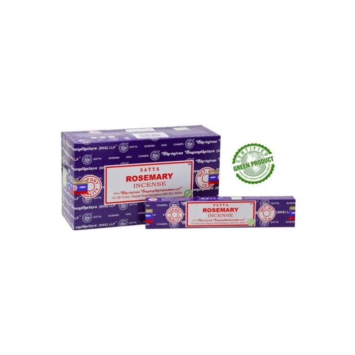 Satya Rosemary Räucherstäbchen Rosmarin Duft, lila-weiße Verpackung