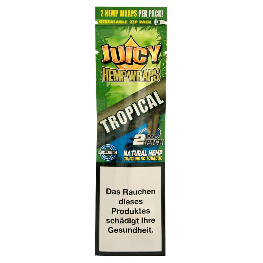 Juicy Hemp Wraps Tropical von Jays Blunts, 2 Stück, zipverschluss