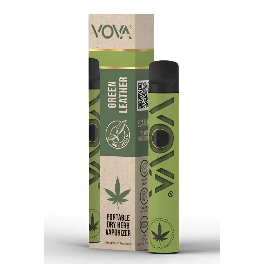 Vova Vaporizer Green Leather mit Limettengrünem Korpus in Verpackung