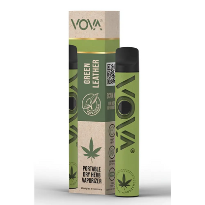 Vova Vaporizer Green Leather mit Limettengrünem Korpus in Verpackung